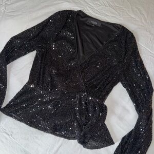 Ever New Black Sequin Blouse